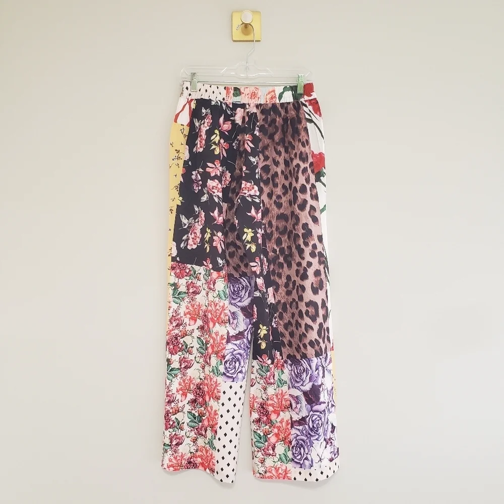 QMP NWT Set Maxi Duster Pants 38/8/Medium Floral Animal Print Wide Leg Bohemian